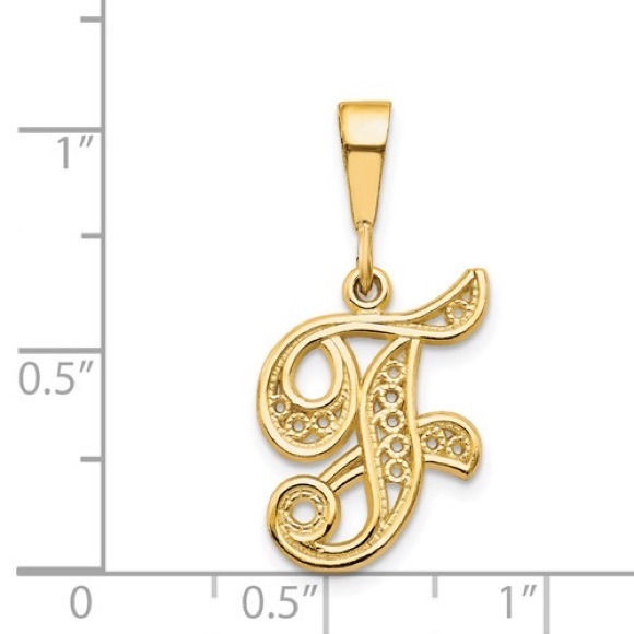 10k yellow or white genuine gold Filigree letter initial alphabet charm pendant - Picture 7 of 16
